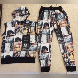 Brooklyn Crossing Tupac Biggie NWA Wu Tang Sleeveless Hoodie and Pants VTG
